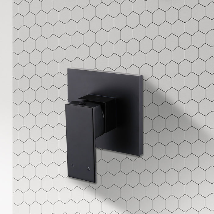 Polished Black Bathroom Shower Wall Mixer w/ WaterMark