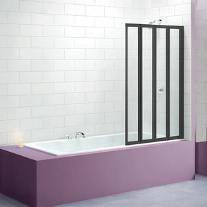 4 Fold Black Folding Bath Shower Screen Door Panel 1000 x 1400mm