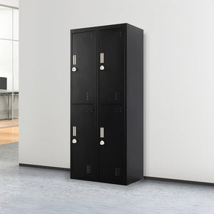 Black Four-Door Office Gym Shed Storage Locker- 3-Digit Combination Lock