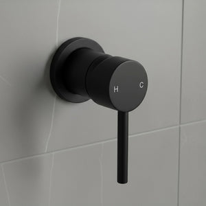 Single Round Shower Bath Mixer Tap Bathroom WATERMARK Approved - Black