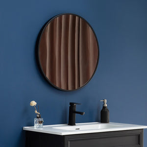 60cm Round Wall Mirror Bathroom Makeup Mirror by Della Francesca - Black