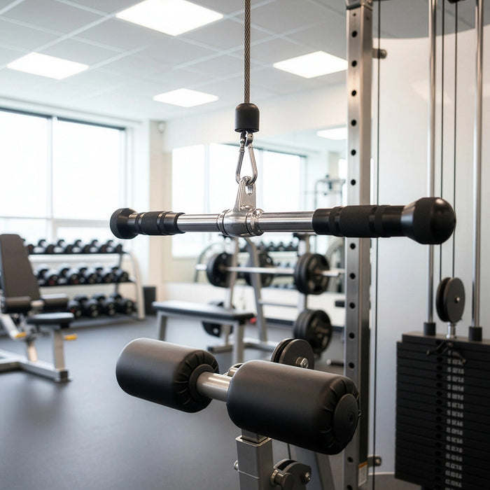 Randy & Travis Rubber-Coated Solid Straight Bar Attachment for Cable Machine Strength Training