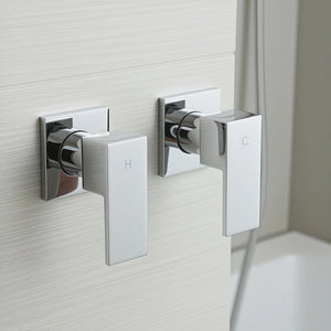 Bathroom Shower Bath Hot and Cold Square Mixer WATERMARK Certified - Chrome