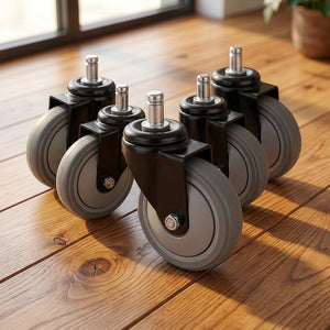 5x Office Chair Caster Wheels Set Heavy Duty & Safe for All Floors w/Universal Fit