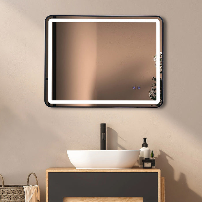 Rectangular LED Mirror with Anti-Fog – Illuminated Bathroom & Living Room Design 90 x 70cm