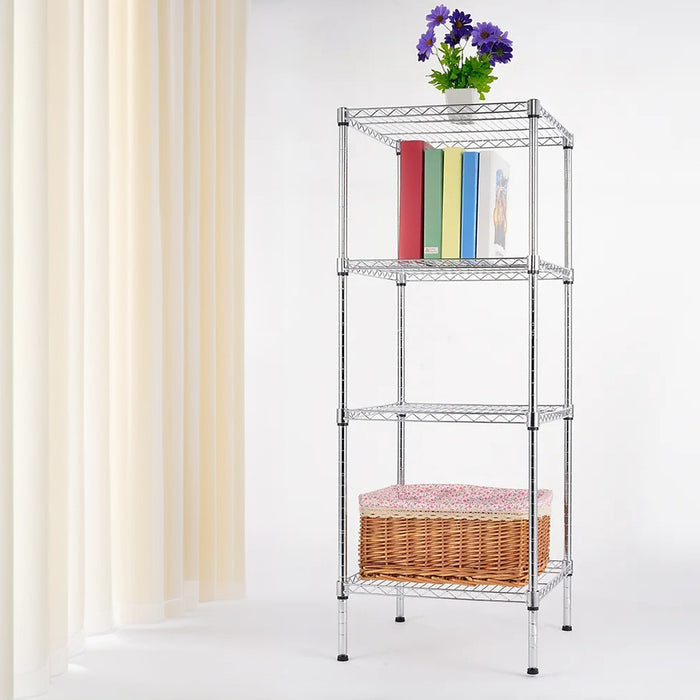 Modular Wire Storage Shelf 600 x 600 x 1800mm Steel Shelving - Carbon Chrome Plated