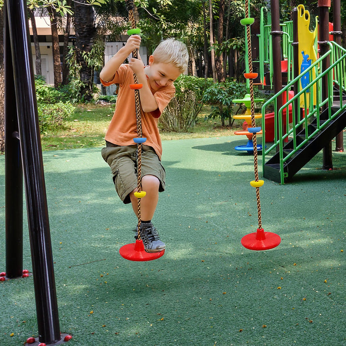 Playground Climbing Rope Swing with Disc – Outdoor Rotating Swing for Kids & Adults