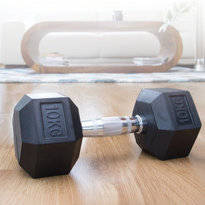 10kg Commercial Rubber Hex Dumbbell Gym Weight