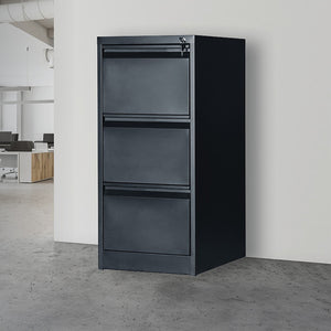 3-Drawer Shelf Office Gym Filing Storage Locker Cabinet - Black