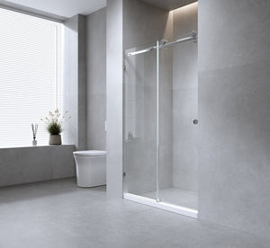 140cm Frameless Glass Sliding Shower Door with Gold Rail and Hardware