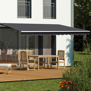 Motorised Outdoor Retractable Awning Sunshade in Grey - 5.0 x 3.0m