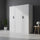 4 Door White Wardrobe Cabinet – Hanging Rail, Shelves & Black Handles