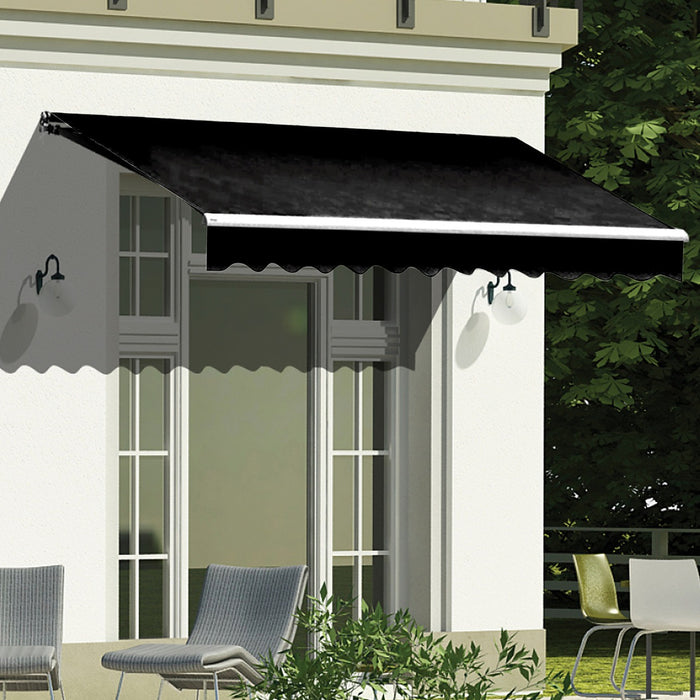 Outdoor Folding Arm Retractable Sunshade Awning in Black - 3x2.5m