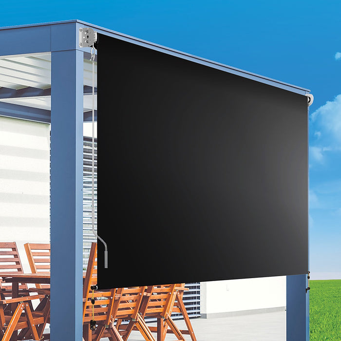 Retractable Straight Drop Awning Screen - Black - 3x2.5m