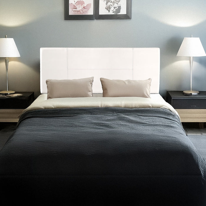 Double Headboard with Legs – Upholstered White PU Leather, Minimalist Bedhead