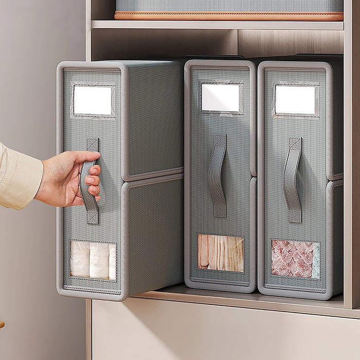 Foldable Fabric Storage Bins 4pc Set with Handles – Space-Saving Organisers for Bedroom & Laundry