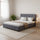 Double Deluxe Grey Linen Fabric Upholstered Bed Frame with Headboard & Slats