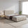 Double Deluxe Beige Linen Fabric Upholstered Bed Frame with Headboard & Slats