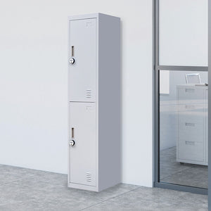 Grey 2-Door Locker for Office Gym Shed School Home Storage - 4-Digit Combination Lock