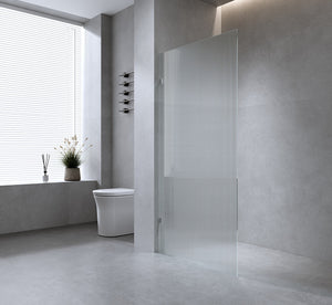 120cm Reeded Single Shower Glass Screen with Gunmetal F-brackets & Square Pole