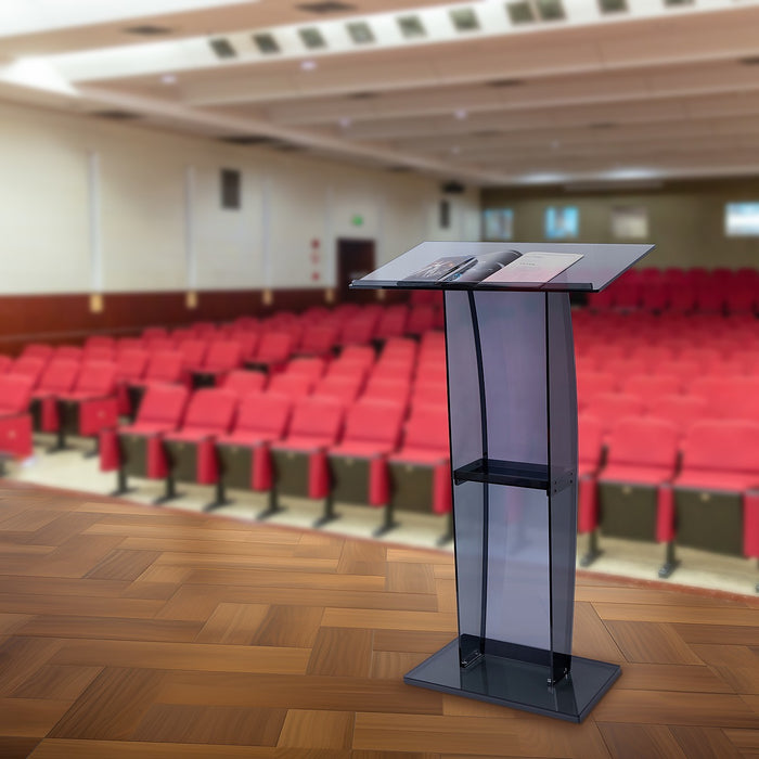 120cm Acrylic Podium Stand – Durable Clear Lectern Display Black