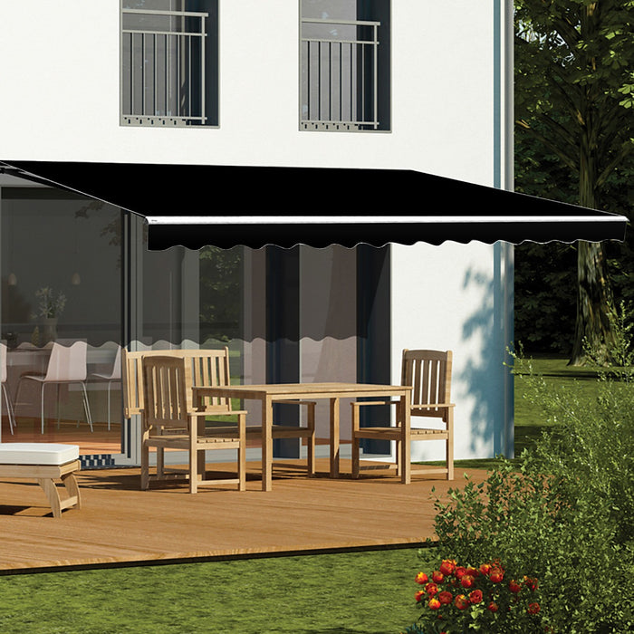 Motorised Outdoor Retractable Awning Sunshade in Black - 5x2.5m
