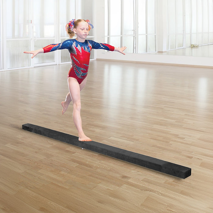 2.4m (8FT) Gymnastics Folding Balance Beam Black Synthetic Suede