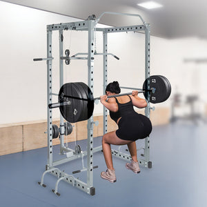 Power Rack Squat Cage Stands w Lat Pulldown Home Gym