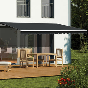 Motorised Outdoor Retractable Awning Sunshade in Grey - 4x2.5m