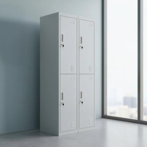 2x2 Door Grey Metal Locker – Secure Storage with Standard Lock with 2 Keys
