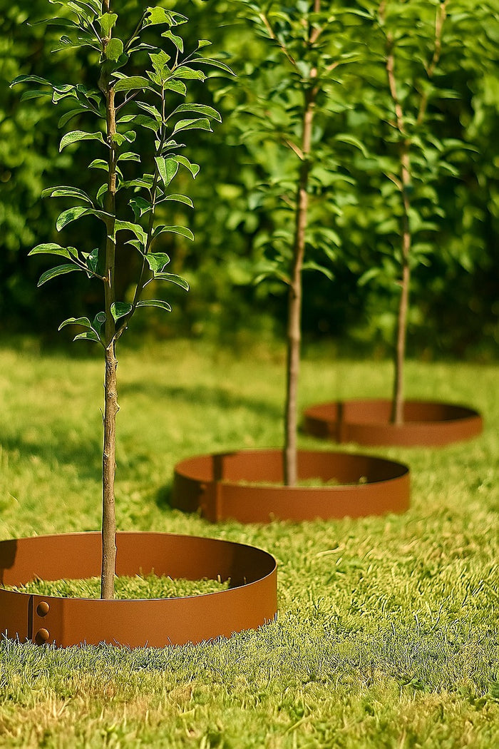 60cm Steel Garden Tree Ring with Spikes – Durable Root Barrier & Edging Guard