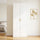 80x200cm 2-Door White Steel Hanging Wardrobe with Gold Handle Storage Cabinet