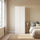 80x200cm 2-Door White Steel Shelf Wardrobe with White Handle Storage Cabinet