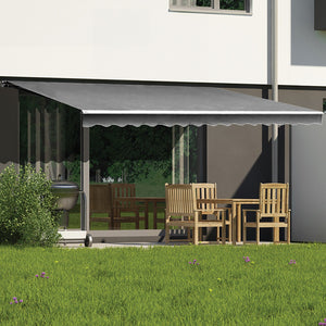 Outdoor Folding Arm Retractable Sunshade Awning in Grey - 3x2.5m