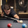 57in 2-Piece Wood Pool Cue Stick 19oz with Carry Bag