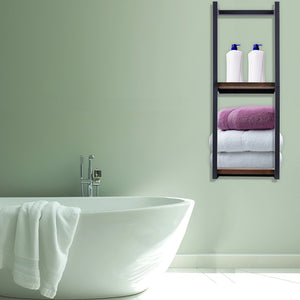 Stylish Bathroom Towel Storage Rack with Wooden Shelves