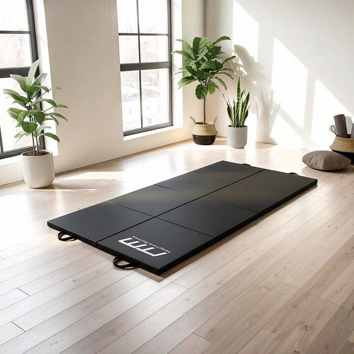 240x122cm Black Folding Exercise Mat – Ideal for Gymnastics, Yoga, Karate & Martial Arts