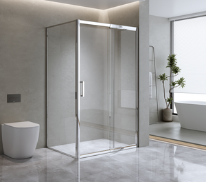 150mm Adjustable (1700x800mm) Single Door Sliding Glass Shower Screen with Shower Handle Style 1 - Chrome