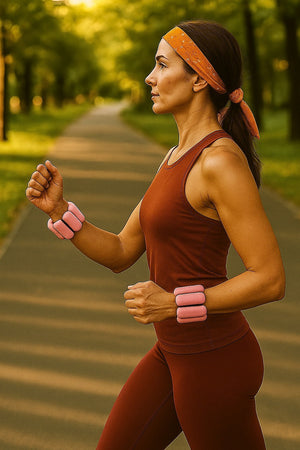 2-Piece Ankle & Wrist Weights – 1kg Pair Adjustable Workout Bangles (Pink)