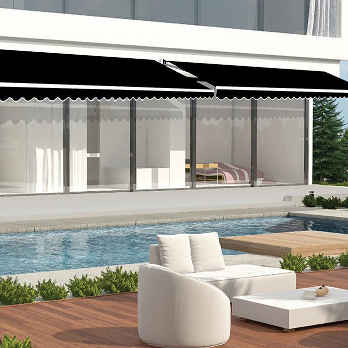 Motorised Outdoor Retractable Awning Sunshade in Black - 5.0 x 3.0m