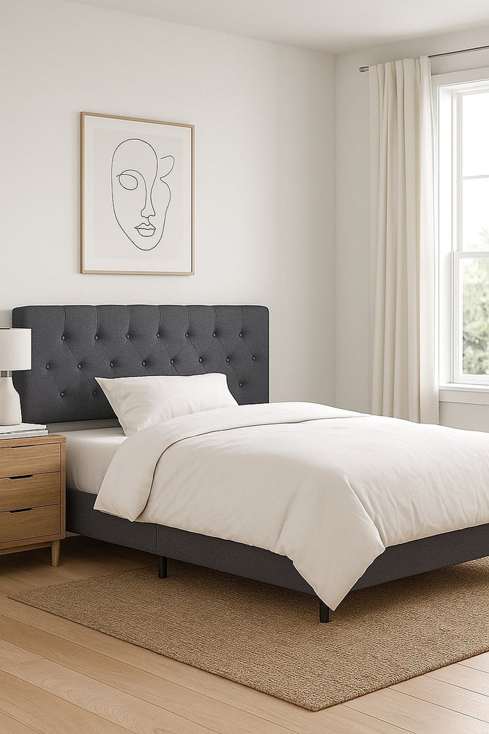 King Linen Fabric Deluxe Headboard Bedhead in Grey