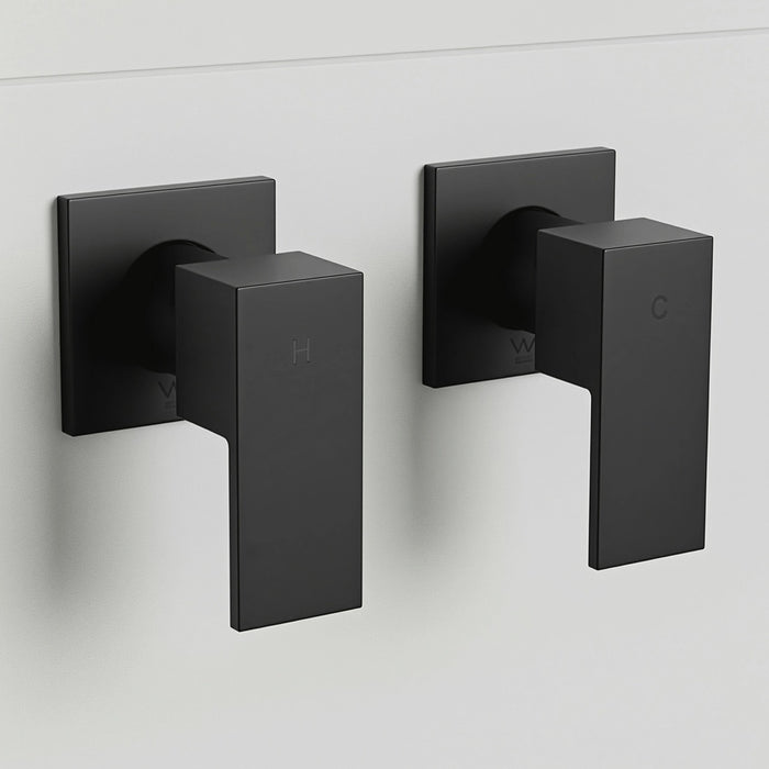 Bathroom Shower Bath Hot & Cold Square Mixer Tap – WATERMARK Certified Black