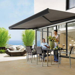Motorised Retractable Awning 4x3m – Full Cassette, Grey Sunshade