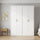 160x200cm 4-Door White Steel Hanging Wardrobe with Gold Handle Storage Cabinet