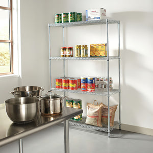 Modular Wire Storage Shelf 900 x 450 x 1800mm Steel Shelving - Carbon Chrome Plated