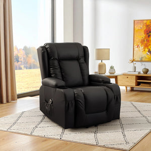 Electric Lift Recliner Chair – Heated Massage PU Leather Armchair with USB