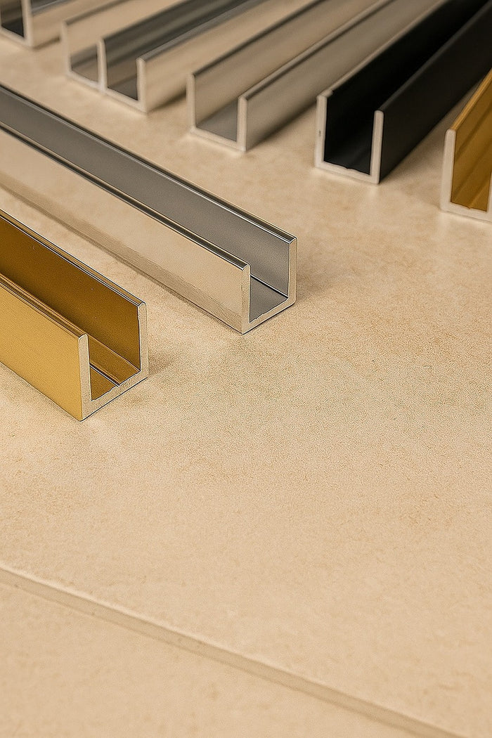 Glass Shower Screen 120cm Floor Channel in Gold