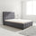 King Single Deluxe Grey Linen Fabric Upholstered Bed Frame with Headboard & Slats