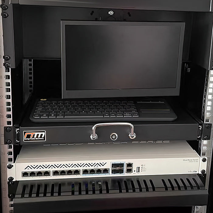 1U Locking Rack Mount Drawer Secure Steel Storage for 19" Network Server