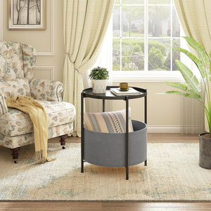 Round Side Table Bedside Storage Basket